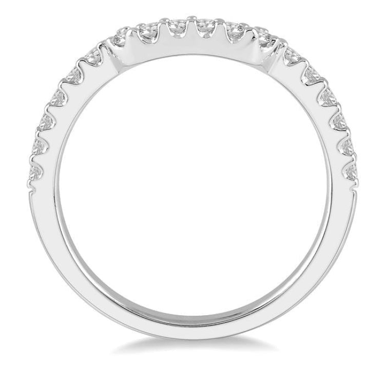 1/3 Ctw U-Shape Center Round Cut Diamond Wedding Band in 14K White Gold