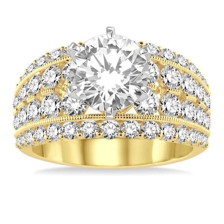 2 1/10 Ctw Diamond Semi-Mount Engagement Ring in 14K Yellow and White Gold