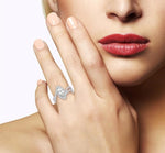 Load image into Gallery viewer, 5/8 Ctw Marquise Center Bypass Shank Semi-Mount Round Cut Diamond Ring in 14K White Gold