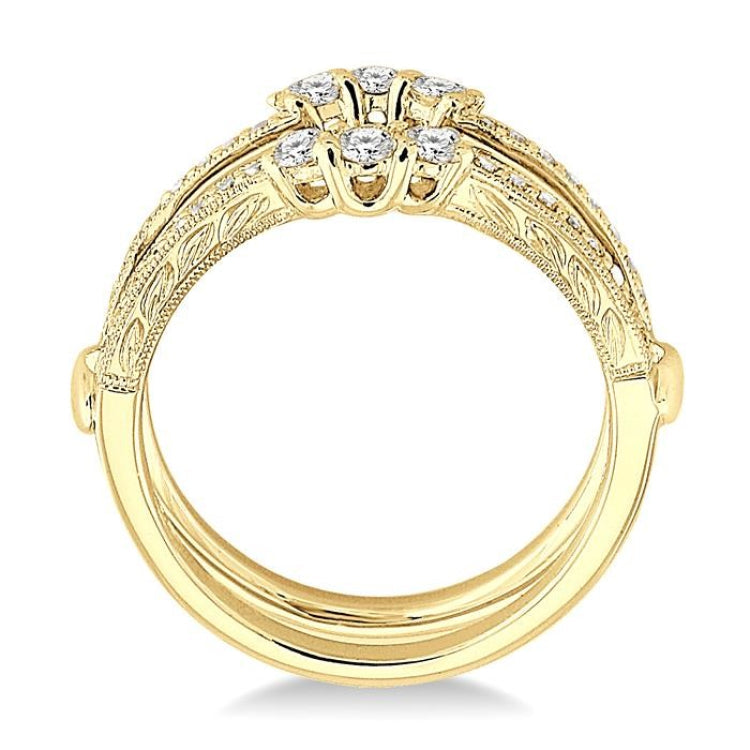 1/2 Ctw Round Cut Diamond Insert Ring in 14K Yellow Gold.