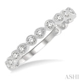 1/3 Ctw Lattice Circular and Pear Shape Mount Round Cut Diamond Stackable Band in 14K White Gold