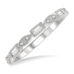 Load image into Gallery viewer, 1/10 Ctw Baguette &amp; Round Cut Diamond Stackable Band in 14K White Gold
