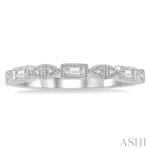 Load image into Gallery viewer, 1/10 Ctw Baguette &amp; Round Cut Diamond Stackable Band in 14K White Gold