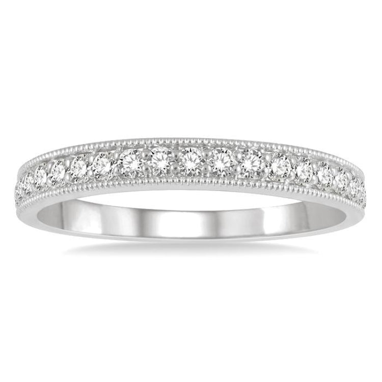 1/3 Ctw Round Cut Diamond Wedding Band in 14K White Gold
