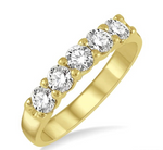 Load image into Gallery viewer, 3/4 Ctw 5 Stone Round Cut Diamond Wedding Band in 14K Yellow Gold