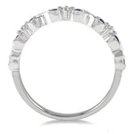 Load image into Gallery viewer, 1.35 MM Sapphire and 1/10 Ctw Round Cut Diamond Precious Wedding Band in 14K White Gold