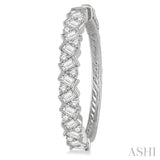 2 Ctw Zigzag Baguette and Round Cut Diamond Hoop Earring in 14K White Gold