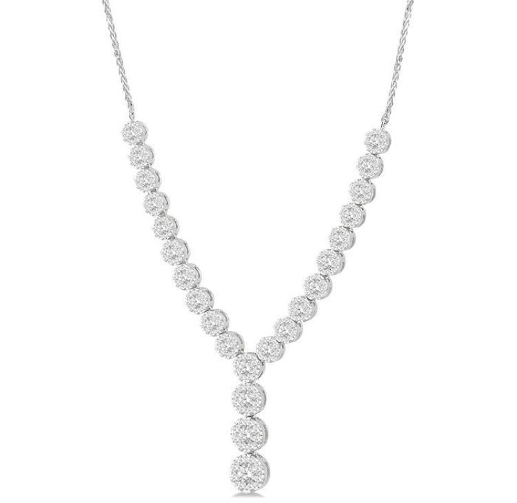 2 1/4 Ctw Lovebright Round Cut Diamond Necklace in 14K White Gold