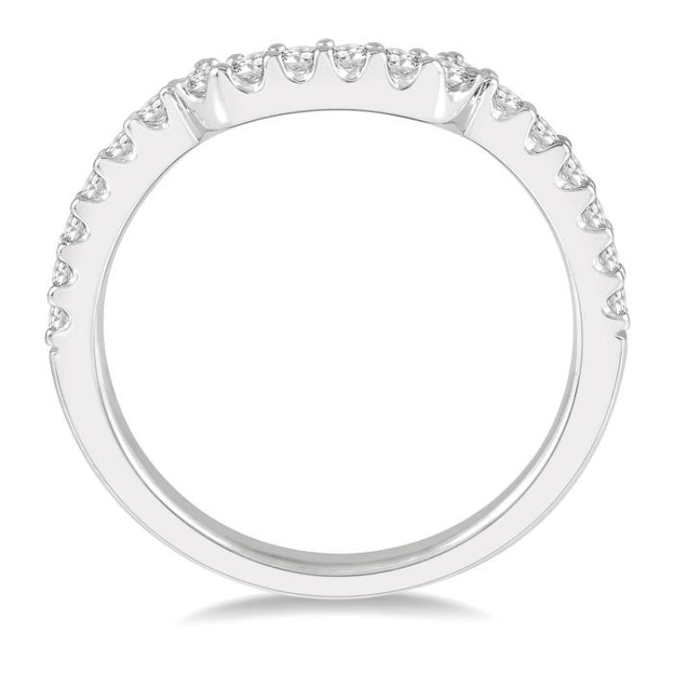 1/3 Ctw U-Shape Center Round Cut Diamond Wedding Band in 14K White Gold