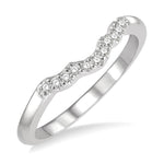 Load image into Gallery viewer, 1/10 Ctw Waves Center Round Cut Diamond Wedding Band in 14K White Gold