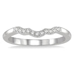 Load image into Gallery viewer, 1/10 Ctw Waves Center Round Cut Diamond Wedding Band in 14K White Gold