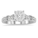 Load image into Gallery viewer, 3/8 Ctw Two-Tone Lattice Shank Round Cut Diamond Lovebright Ring in 14K White Gold