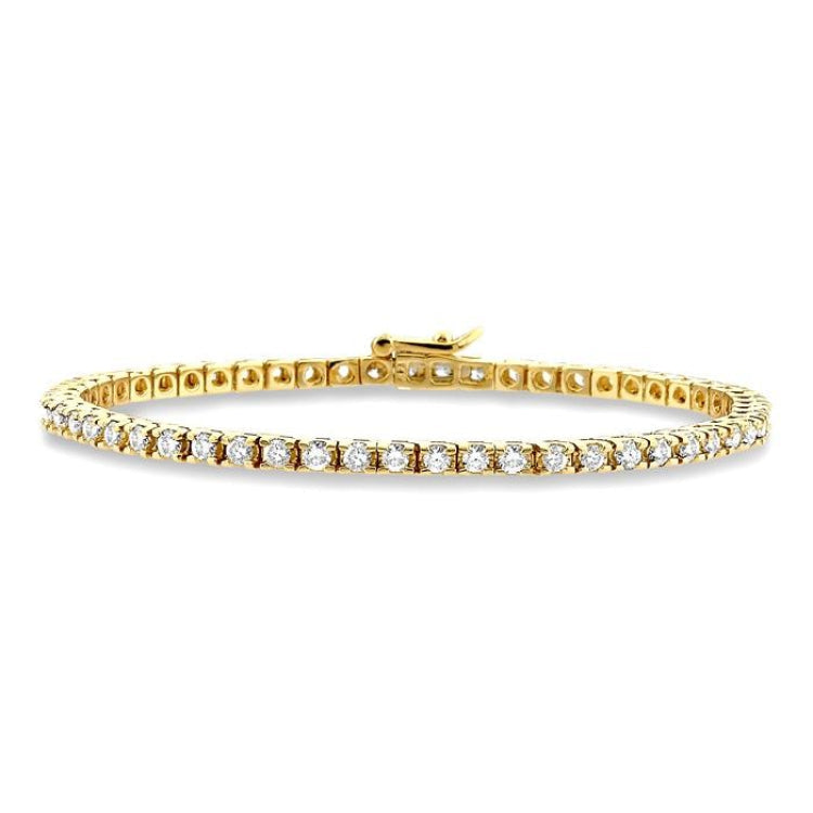 3 Ctw Square Shape Round Cut Diamond Tennis Bracelet in 14K Yellow Gold