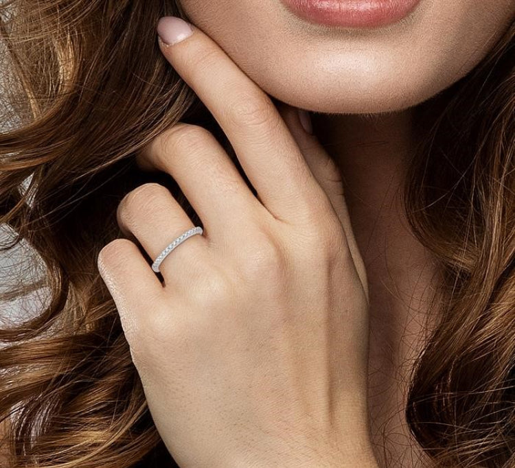 1/6 Ctw Round Cut Diamond Wedding Band in 14K White Gold