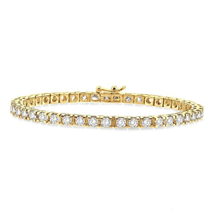 6 Ctw Square Shape Round Cut Diamond Tennis Bracelet in 14K Yellow Gold