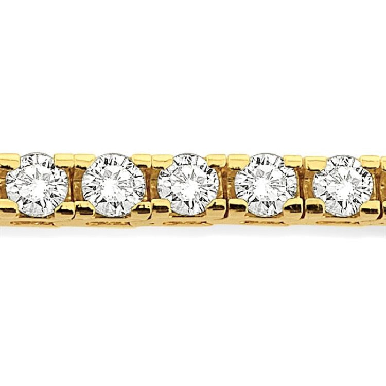 6 Ctw Square Shape Round Cut Diamond Tennis Bracelet in 14K Yellow Gold