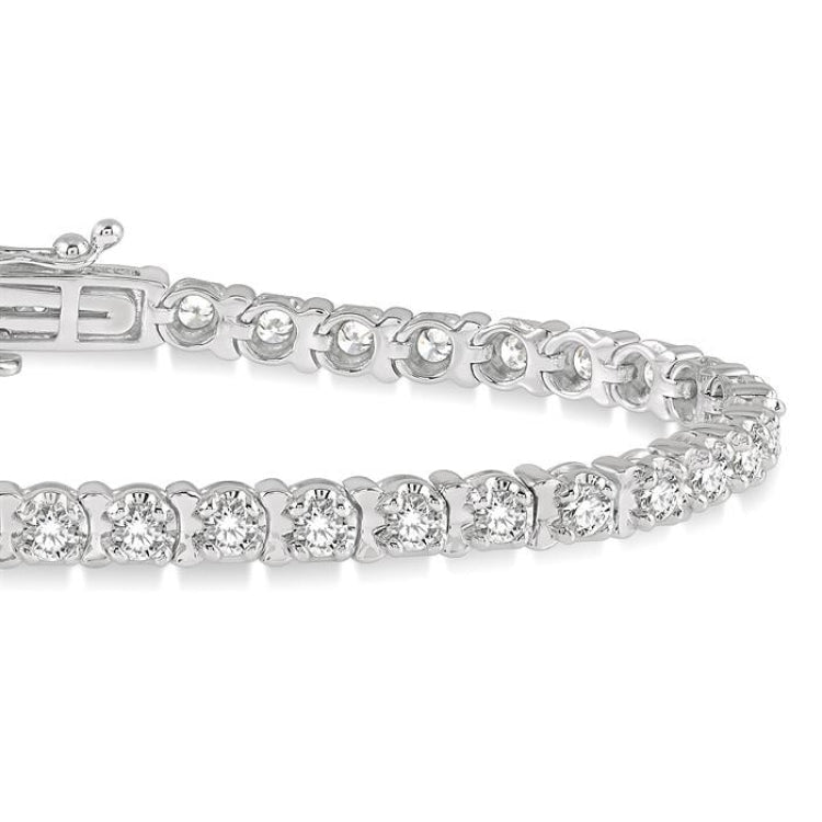 3 Ctw Round Cut Diamond Tennis Tulip Bracelet in 14K White Gold