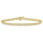 Load image into Gallery viewer, 3 Ctw Round Cut Diamond Tennis Tulip Bracelet in 14K Yellow Gold