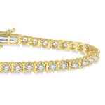 Load image into Gallery viewer, 3 Ctw Round Cut Diamond Tennis Tulip Bracelet in 14K Yellow Gold