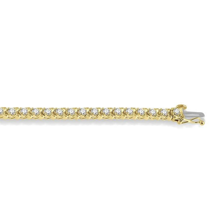 3 Ctw Round Cut Diamond Tennis Tulip Bracelet in 14K Yellow Gold
