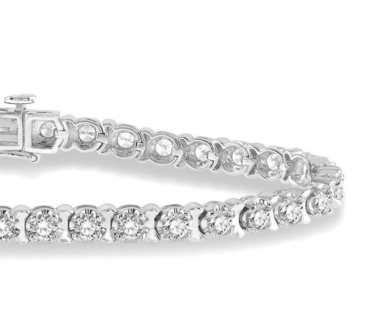 5 Ctw Round Cut Diamond Tennis Tulip Bracelet in 14K White Gold