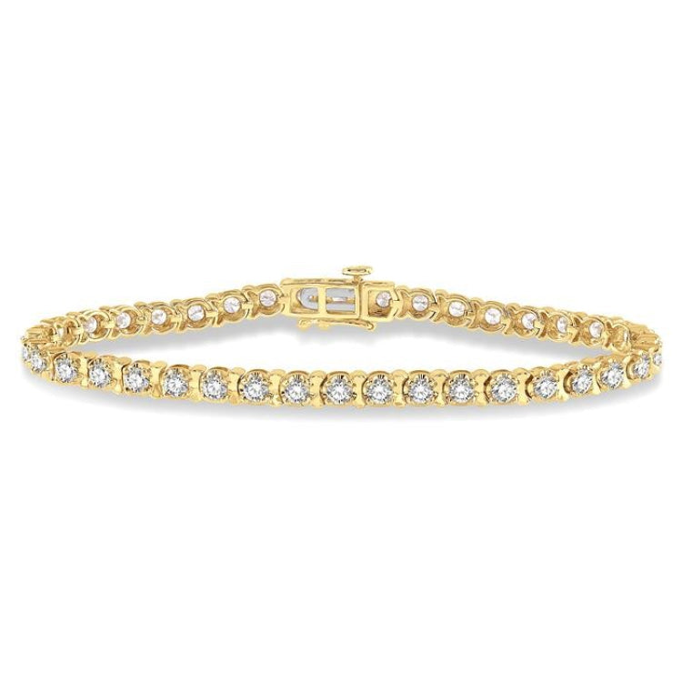 5 Ctw Round Cut Diamond Tennis Tulip Bracelet in 14K Yellow Gold