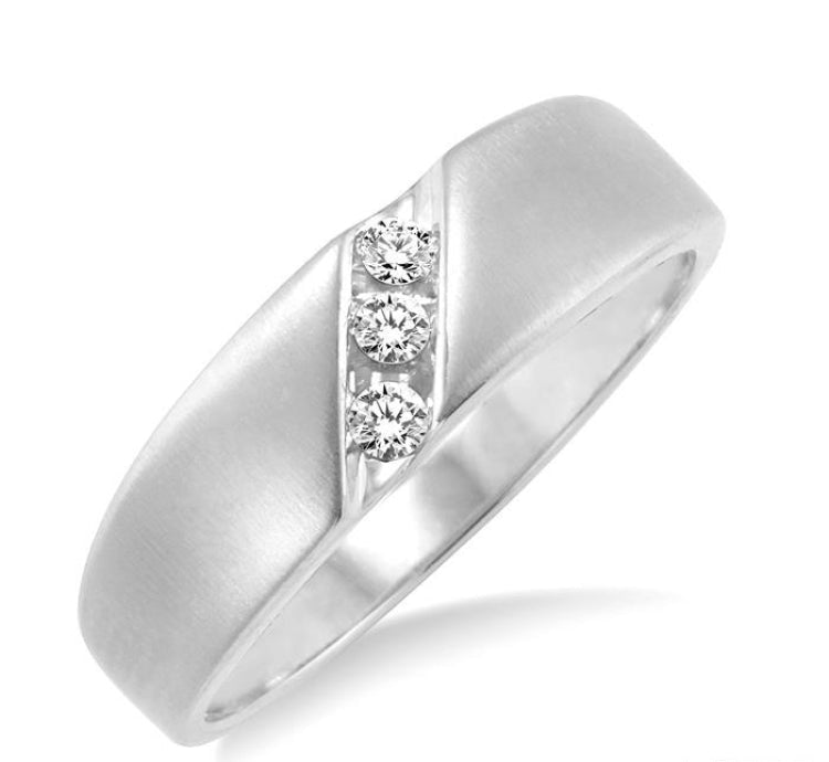 1/8 Ctw Round Cut Diamond Men's Band in 14K White Gold