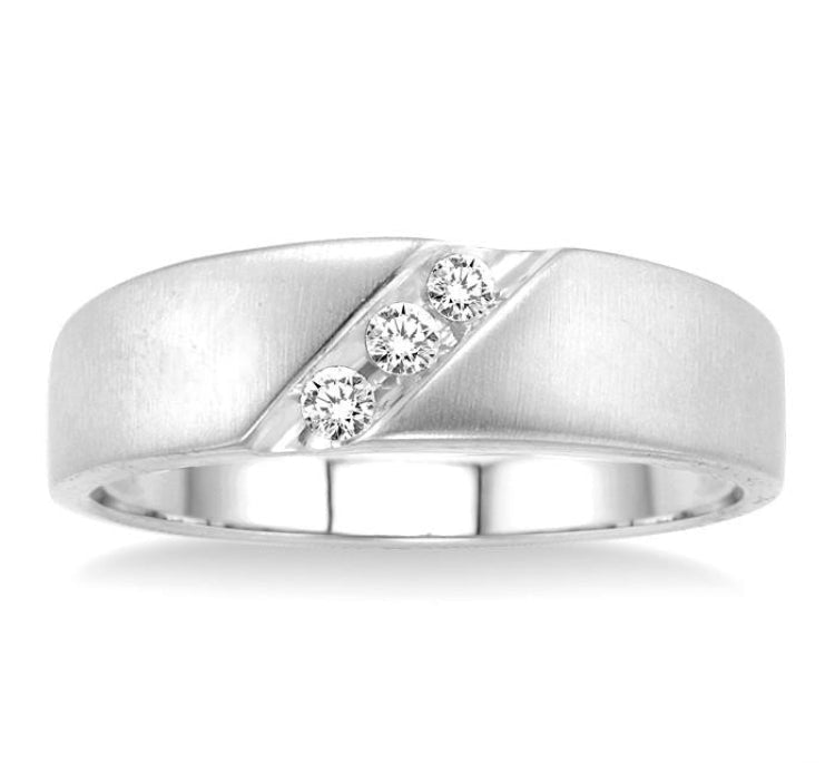 1/8 Ctw Round Cut Diamond Men's Band in 14K White Gold