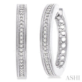 1/4 Ctw Round Cut Diamond Hoop Earrings in Sterling Silver