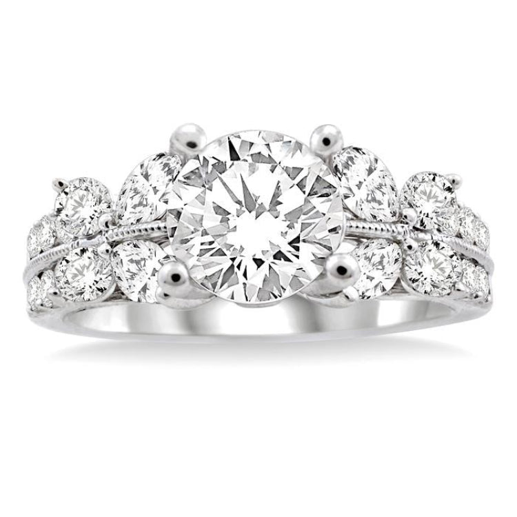 1 Ctw Diamond Semi-Mount Engagement Ring in 14K White Gold