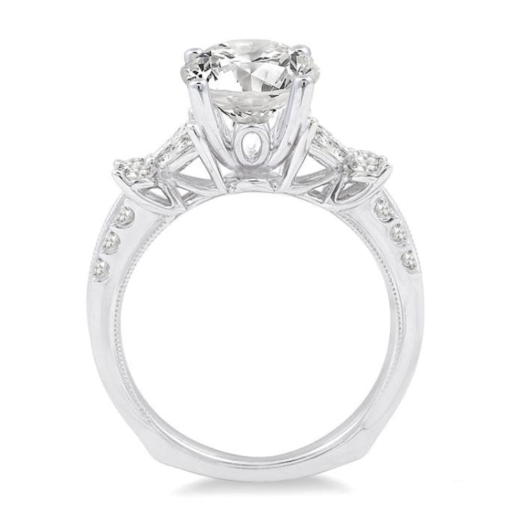 1 Ctw Diamond Semi-Mount Engagement Ring in 14K White Gold