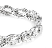 1/20 Ctw Swirl Shape Round Cut Diamond Bracelet in Sterling Silver