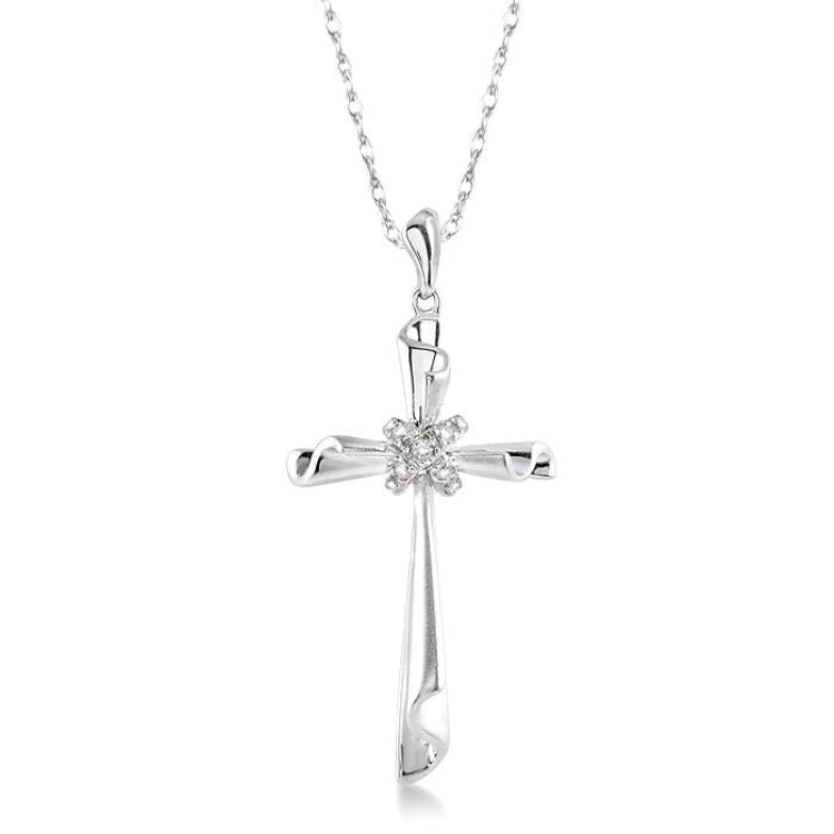 1/20 Ctw Round Cut Diamond Pendant in 14K White Gold with Chain
