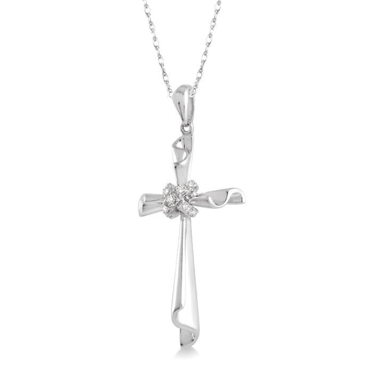 1/20 Ctw Round Cut Diamond Pendant in 14K White Gold with Chain