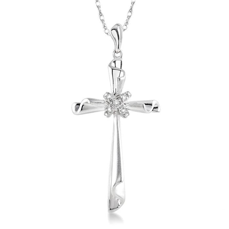 1/20 Ctw Round Cut Diamond Pendant in 14K White Gold with Chain
