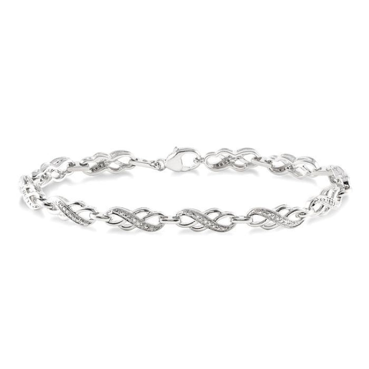 1/20 Ctw Round Cut Diamond Bracelet in Sterling Silver