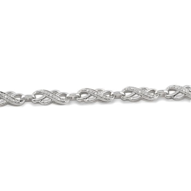 1/20 Ctw Round Cut Diamond Bracelet in Sterling Silver