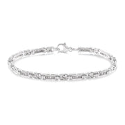 1/10 Ctw Knot Shape Round Cut Diamond Link Bracelet in Sterling Silver