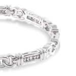 Load image into Gallery viewer, 1/10 Ctw Knot Shape Round Cut Diamond Link Bracelet in Sterling Silver