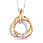 Load image into Gallery viewer, 1/5 Ctw Round Cut Diamond Circle Pendant in 14K Tri Color Gold with Chain