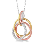 Load image into Gallery viewer, 1/5 Ctw Round Cut Diamond Circle Pendant in 14K Tri Color Gold with Chain