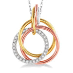 Load image into Gallery viewer, 1/5 Ctw Round Cut Diamond Circle Pendant in 14K Tri Color Gold with Chain