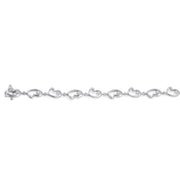 1/20 Ctw Heart Shape Round Cut Diamond Bracelet in Sterling Silver