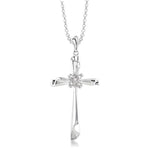 Load image into Gallery viewer, 1/20 Ctw Round Cut Diamond Cross Pendant in Sterling Silver with Chain