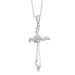 Load image into Gallery viewer, 1/20 Ctw Round Cut Diamond Cross Pendant in Sterling Silver with Chain