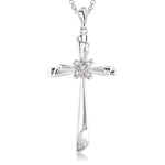 Load image into Gallery viewer, 1/20 Ctw Round Cut Diamond Cross Pendant in Sterling Silver with Chain
