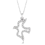 Load image into Gallery viewer, 1/6 Ctw Round Cut Diamond Dove Petite Pendant in 14K White Gold with Chain