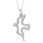 Load image into Gallery viewer, 1/6 Ctw Round Cut Diamond Dove Petite Pendant in 14K White Gold with Chain