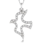 Load image into Gallery viewer, 1/6 Ctw Round Cut Diamond Dove Petite Pendant in 14K White Gold with Chain
