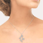Load image into Gallery viewer, 1/6 Ctw Round Cut Diamond Dove Petite Pendant in 14K White Gold with Chain